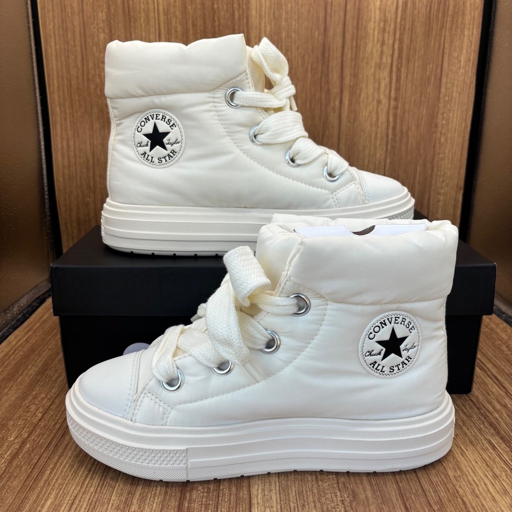 Converse CTAS Elements Boot Mid Women's 8.5 Egret Puffer Platform A17642C‎ NEW